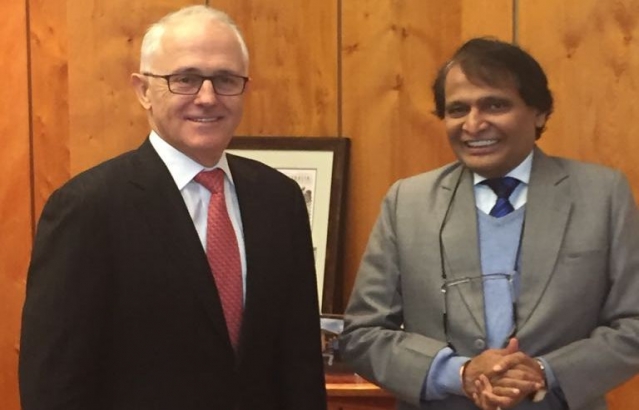 Hon’ble Commerce Minister Sh. Suresh Prabhu called on Australian Prime Minister Mr. Malcom Turnbull in Canberra.